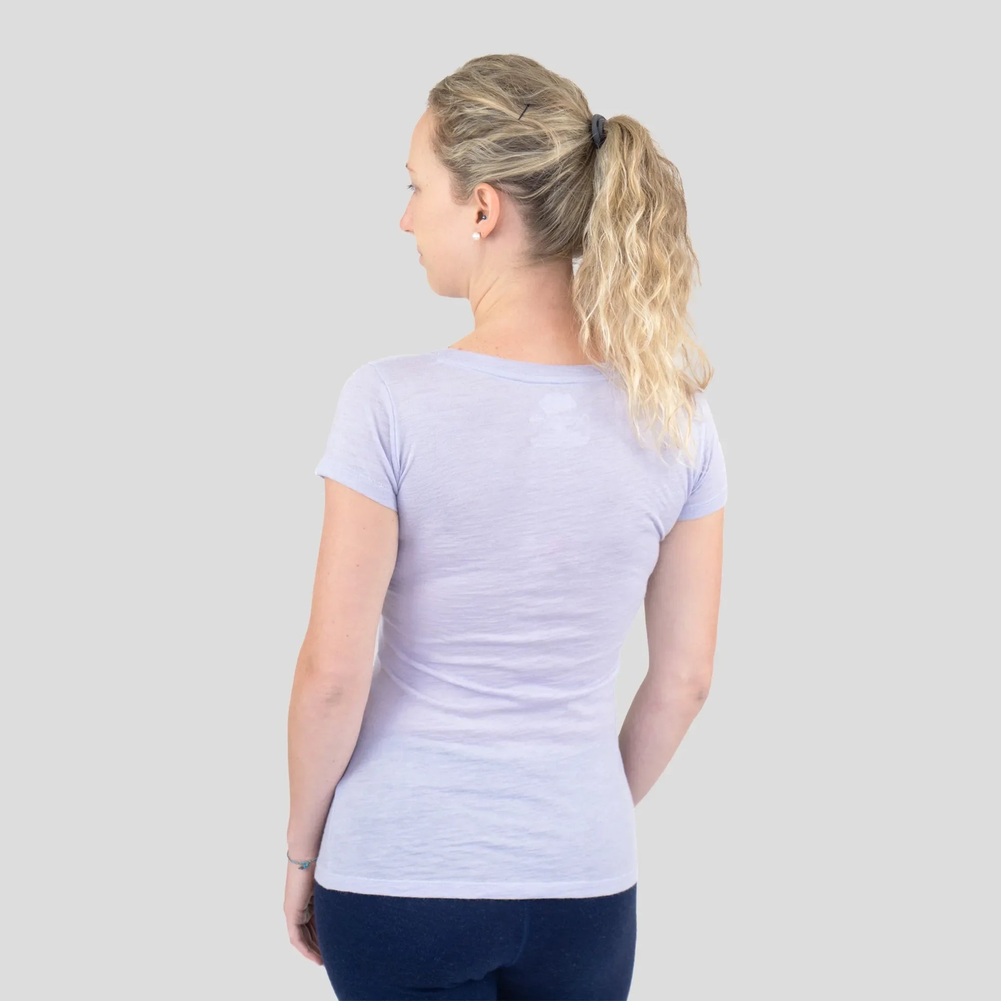 Women's Alpaca Wool T-Shirt: 160 Ultralight V-Neck color Lilac
