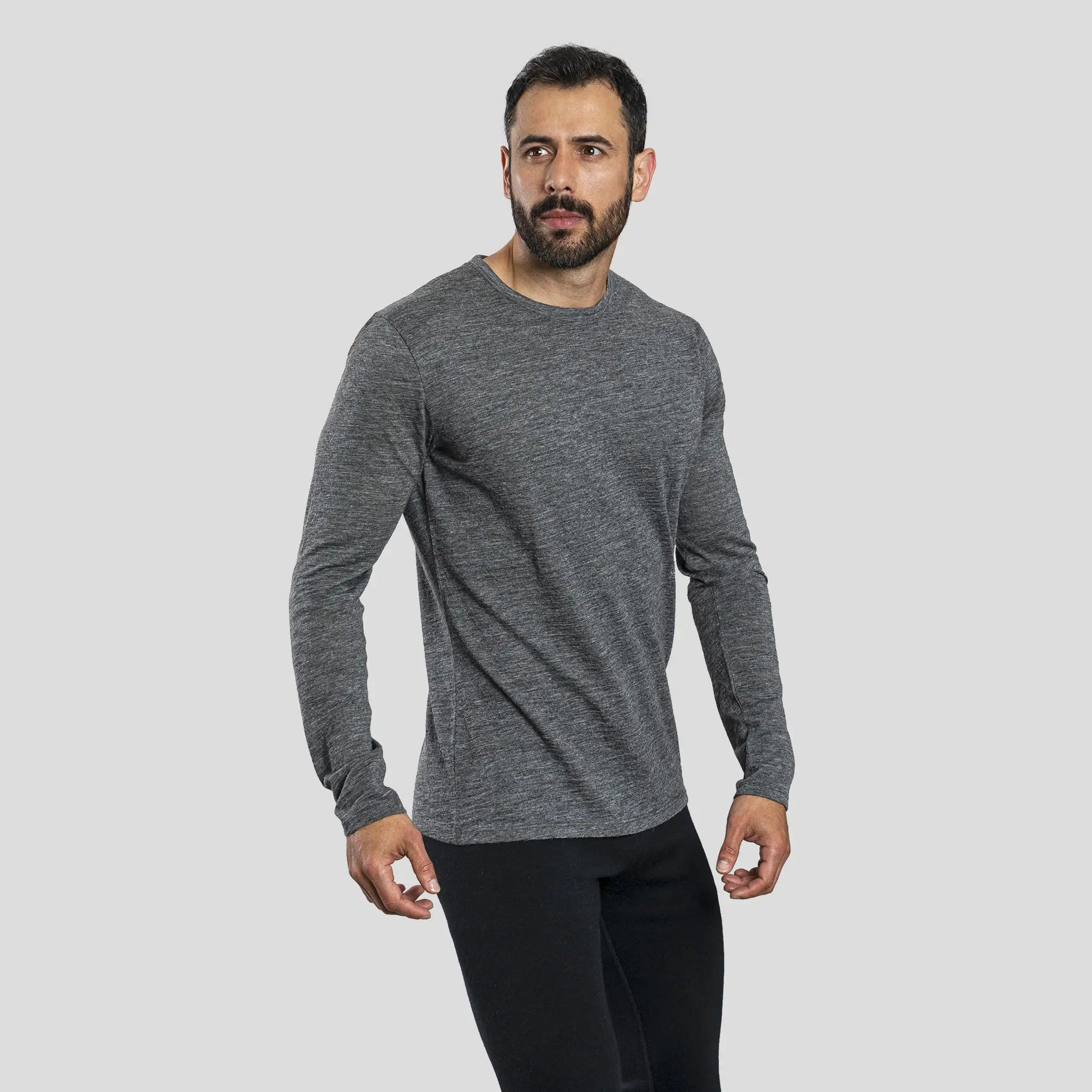 Men's Alpaca Wool Long Sleeve Base Layer: 160 Ultralight color Gray