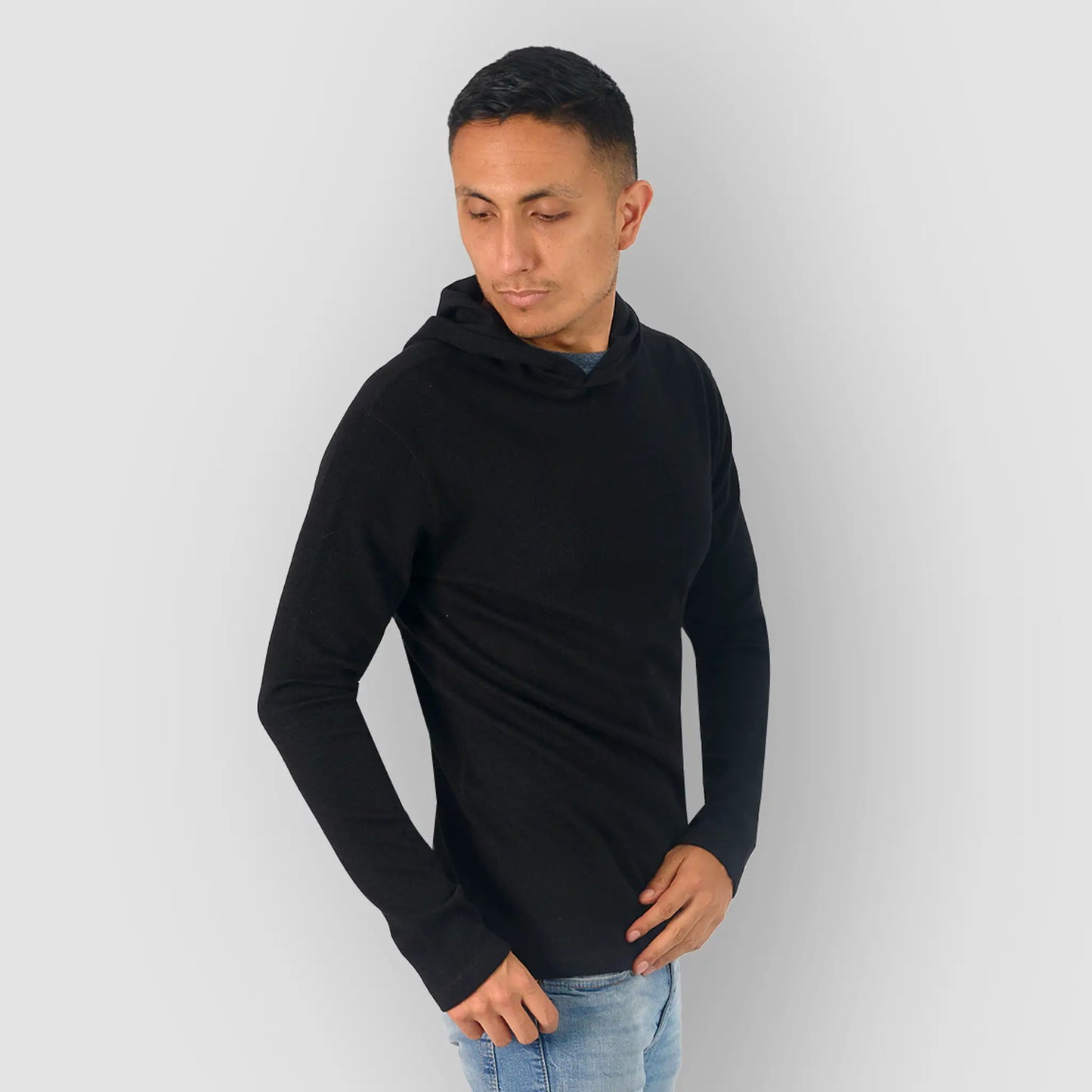 mens antibacterial pullover hoodie lightweight color black