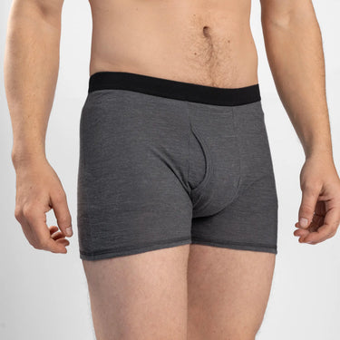 mens moisture wicking boxer w fly color gray