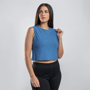 womens eco friendly crop tank ultralight color baby blue