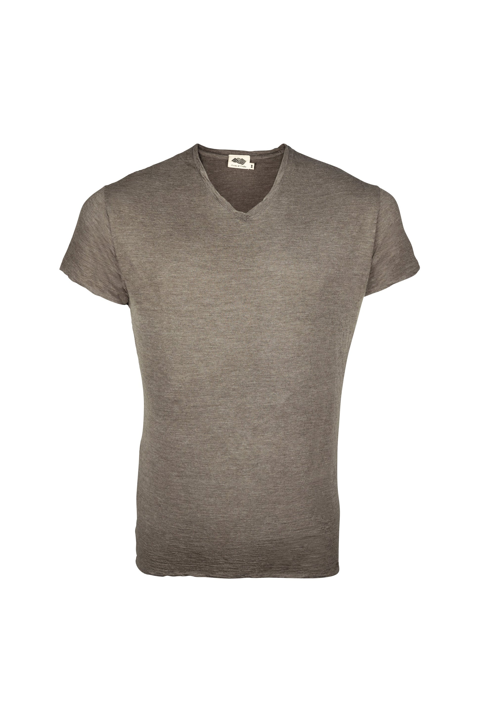 Men's Alpaca Wool T-Shirt: 160 Ultralight V-Neck color Natural Gray