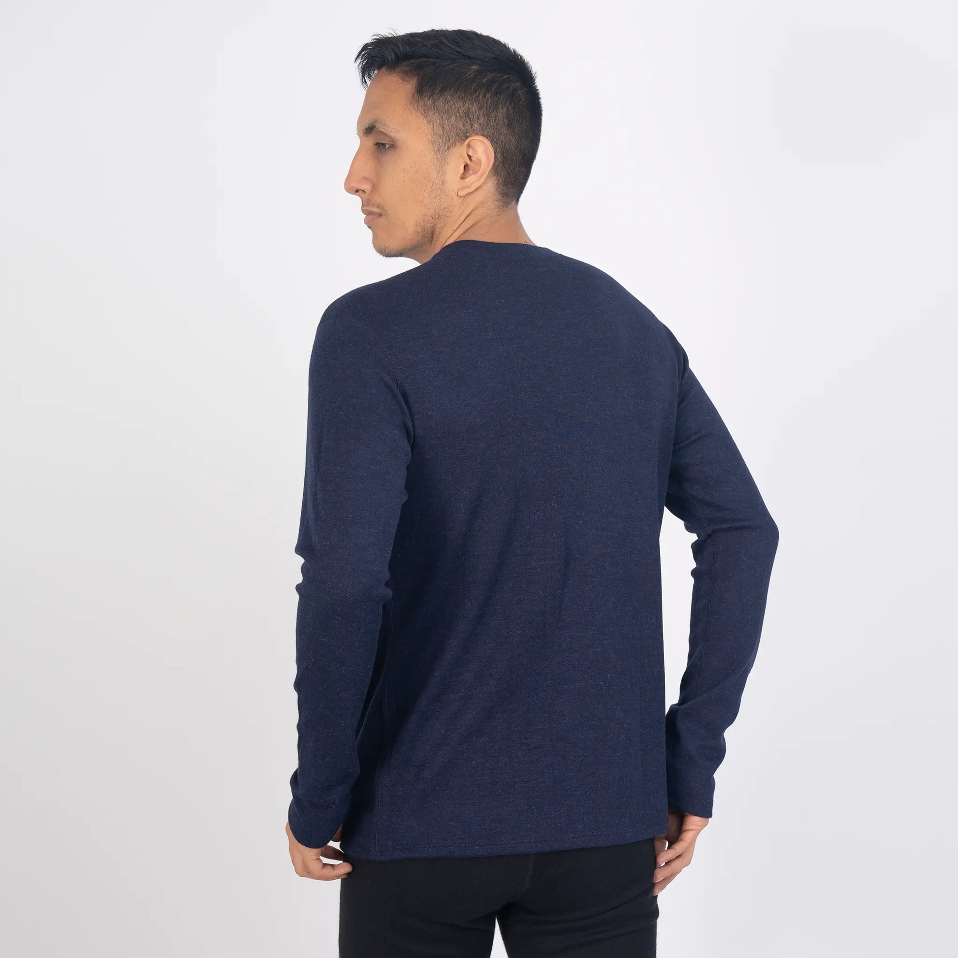 mens alpaca sweater sweat wicking lightweight color navy blue