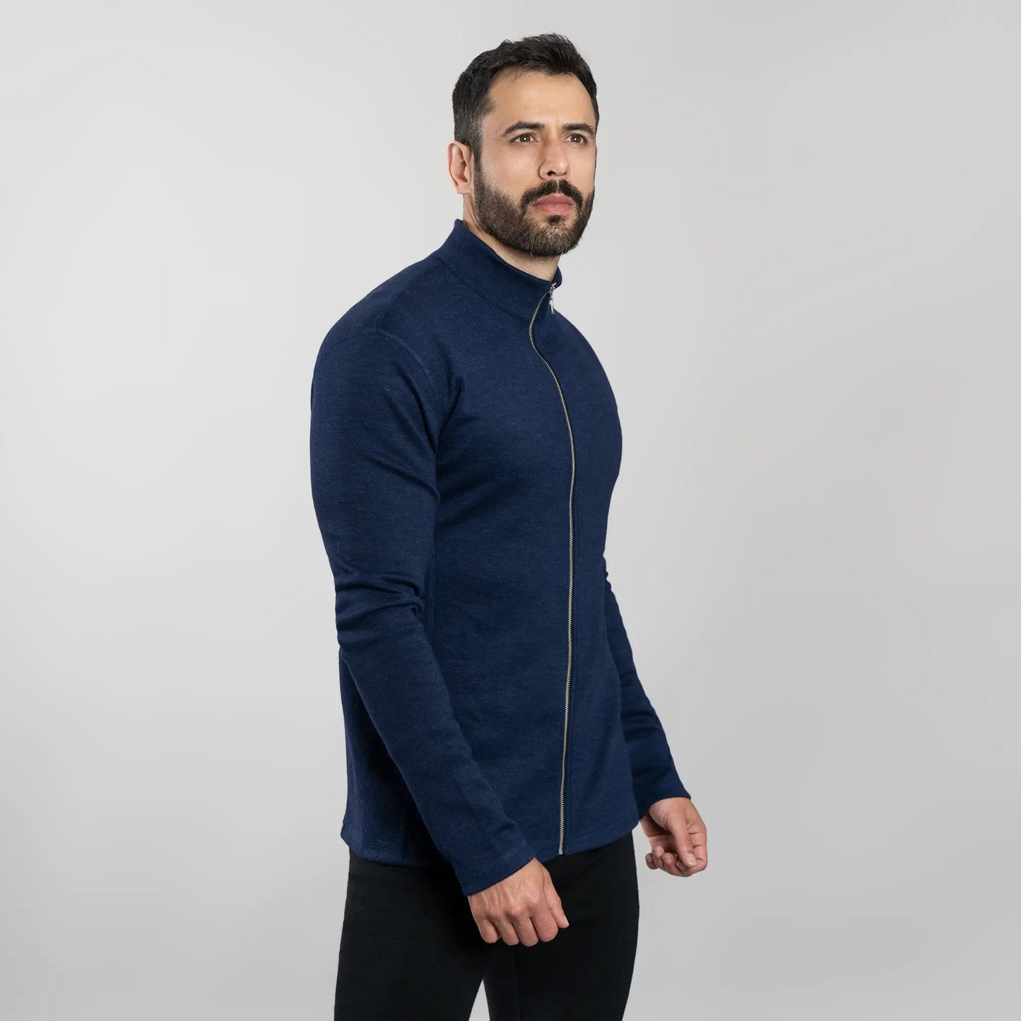 mens comfortable fit jacket full zip color navy blue