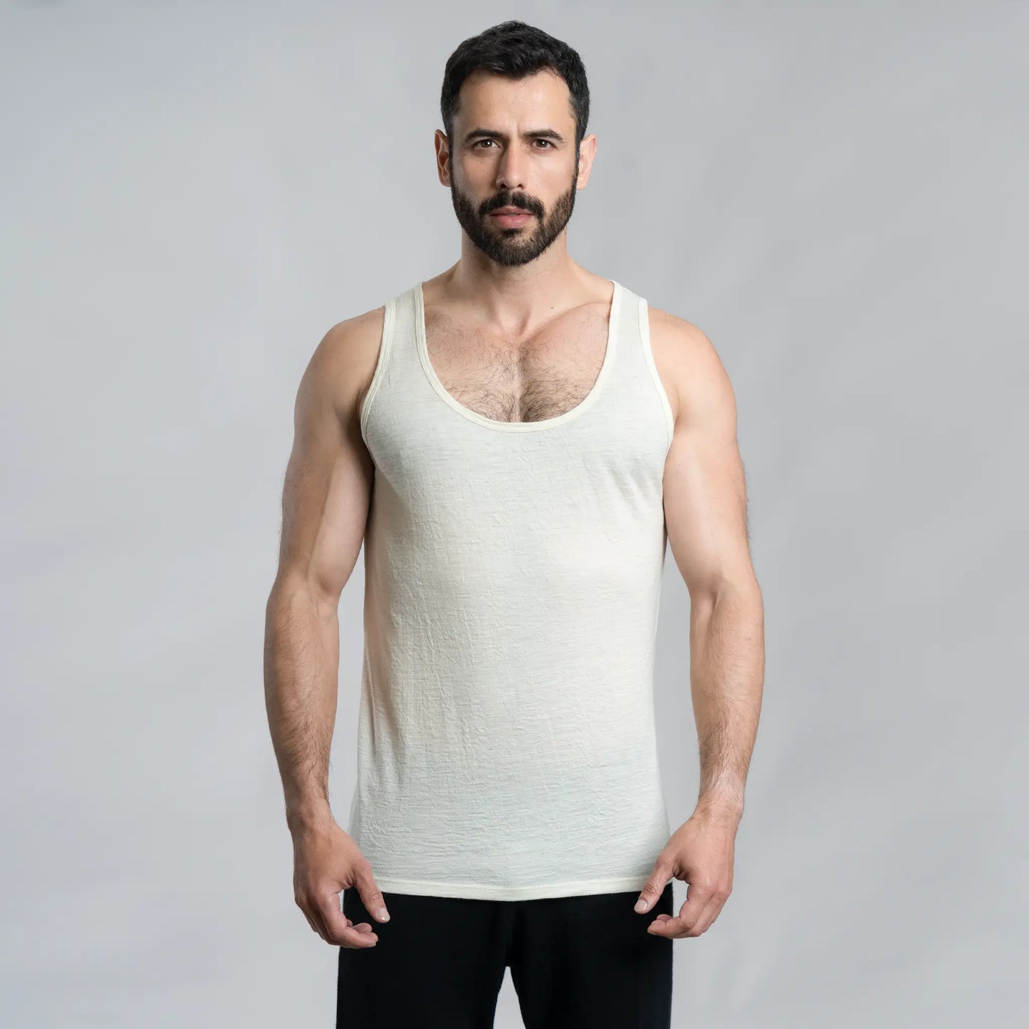 mens highly breathable tank top ultralight color Natural White