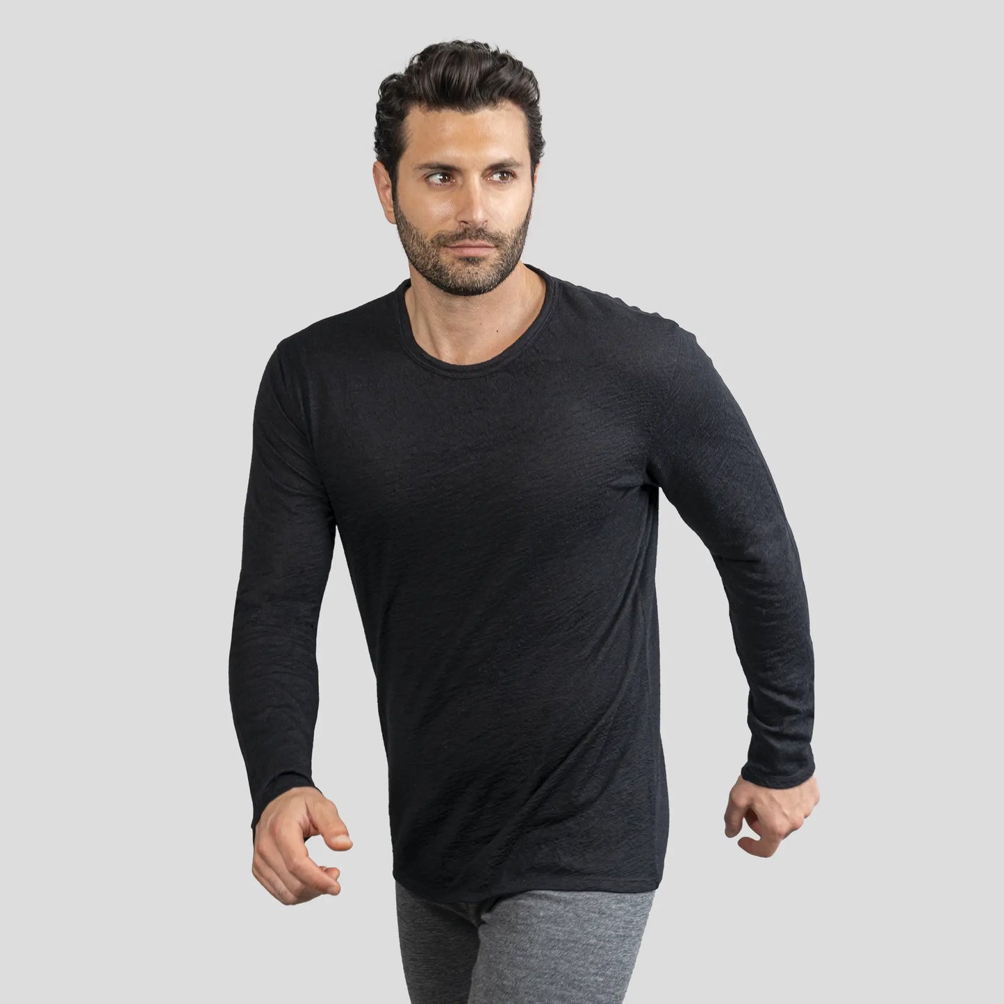 mens moisture wicking long sleeve tshirt color black