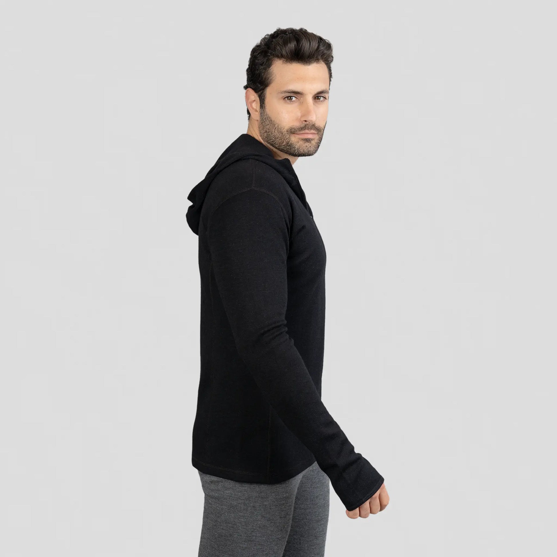 mens thermo regulate baselayer hoodie halfzip color black