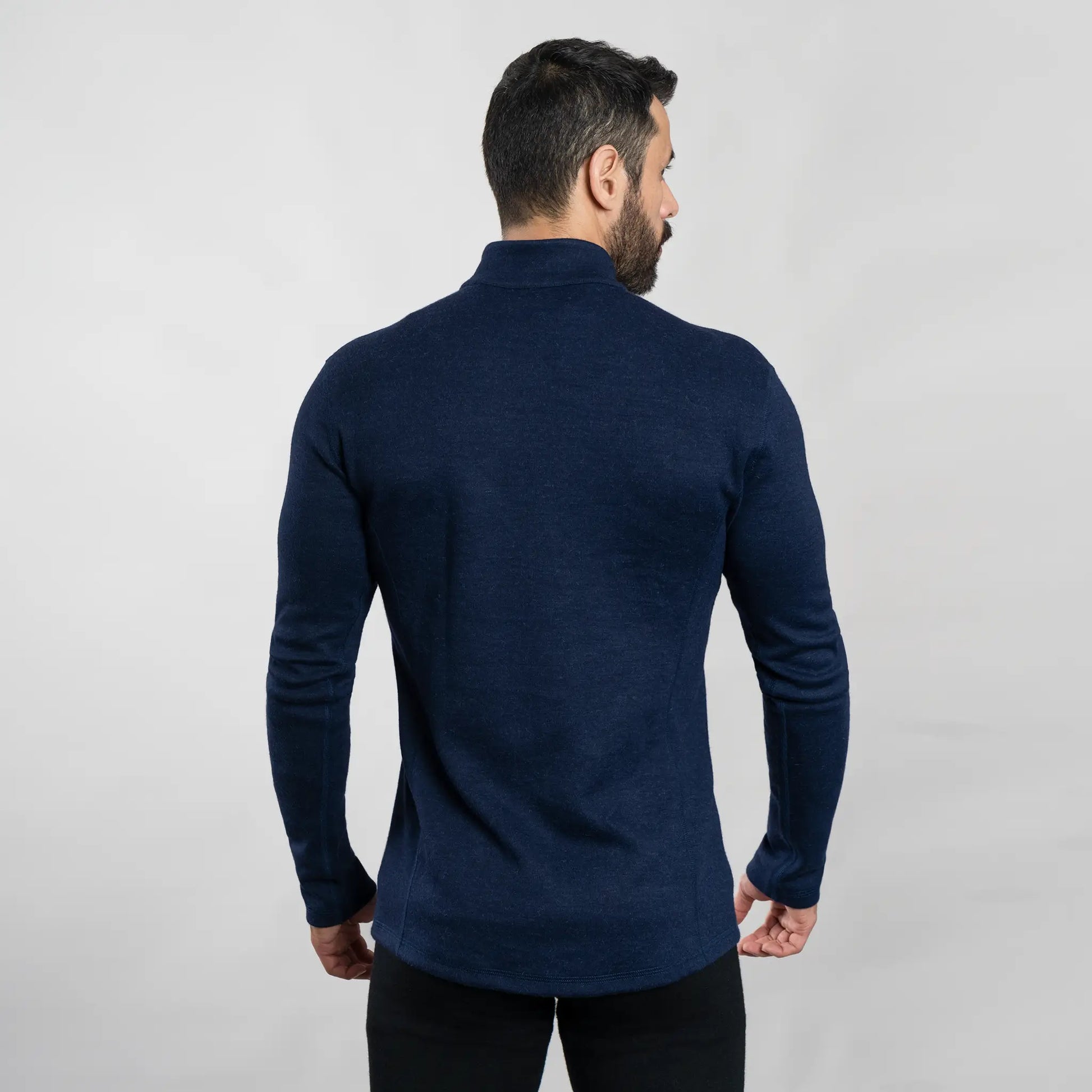 Men's Alpaca Wool Jacket: 420 Midweight Full-Zip color Navy Blue