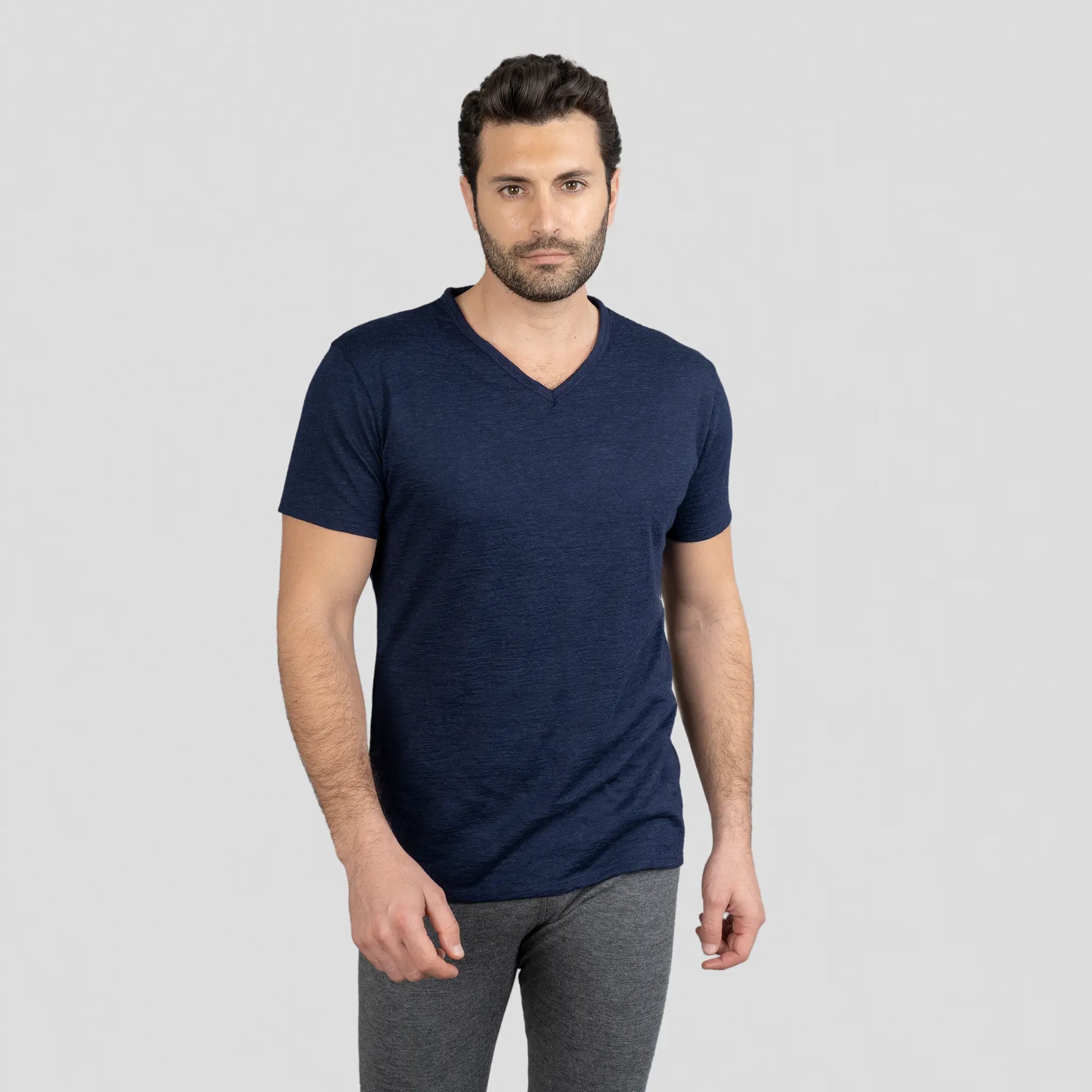mens versatile design vneck tshirt color navy blue