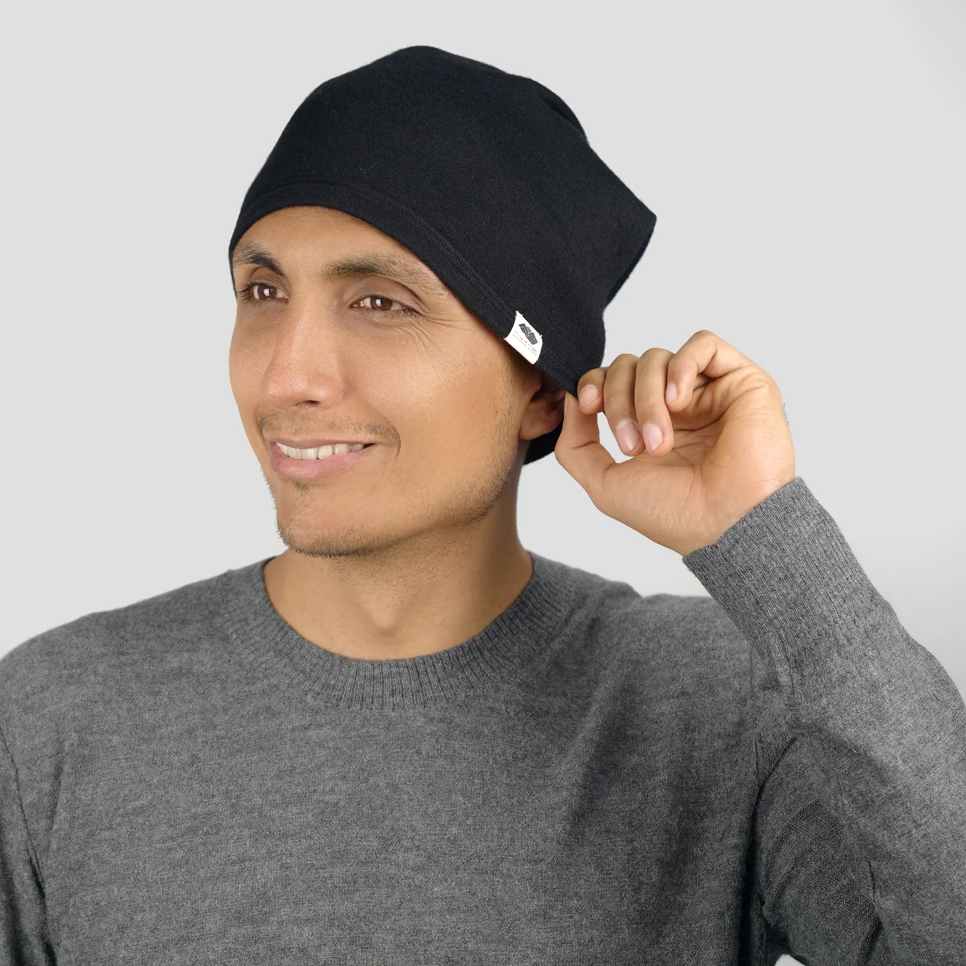unisex eco friendly folded beanie hat lightweight color black