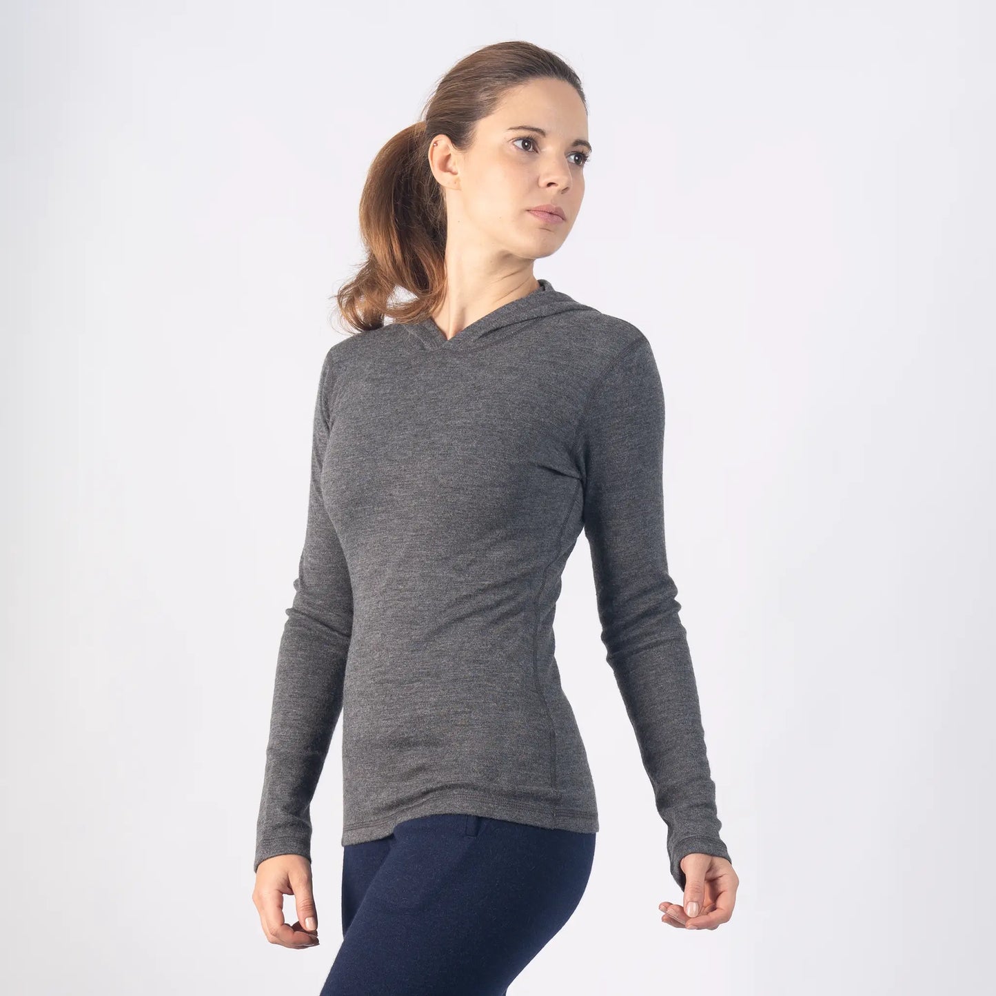 womens alpaca thin sweater hoodie thermal wool lightweight color gray