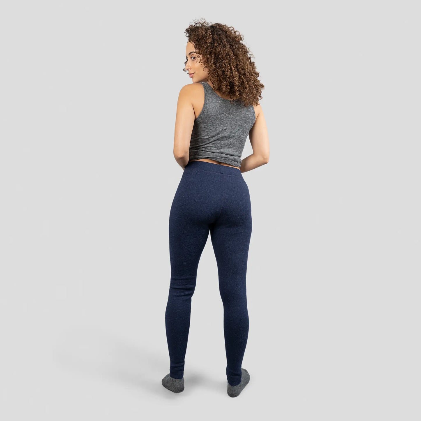 womens fast drying wool leggings midweight color navy blue
